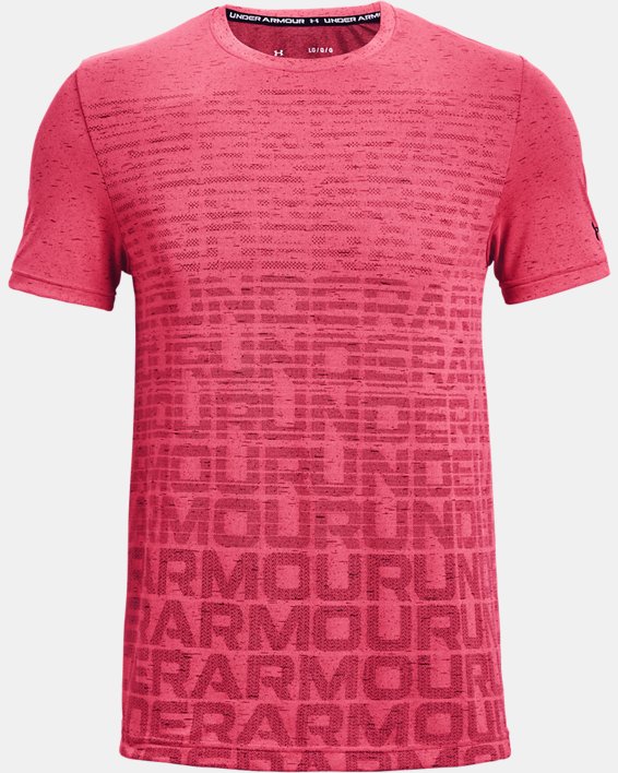 Men's UA Seamless Wordmark Short Sleeve, Pink, pdpMainDesktop image number 4